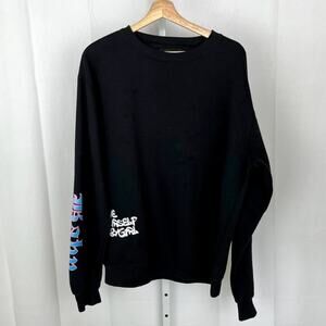 B. Simone Size L Baby Girl Pullover Crew Neck Sweatshirt Black